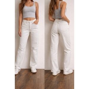 Hollister Curvy Ultra High-Rise Dad Jeans Off-White Cream Size 13R 31x31 granola